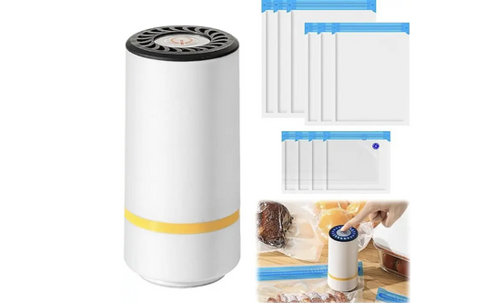 Mini Seladora a Vácuo + 10 Sacos Reutilizáveis (26x28 cm) – Mantenha os Alimentos Frescos por Mais Tempo e Reduza o Desperdício Reforma residencial
